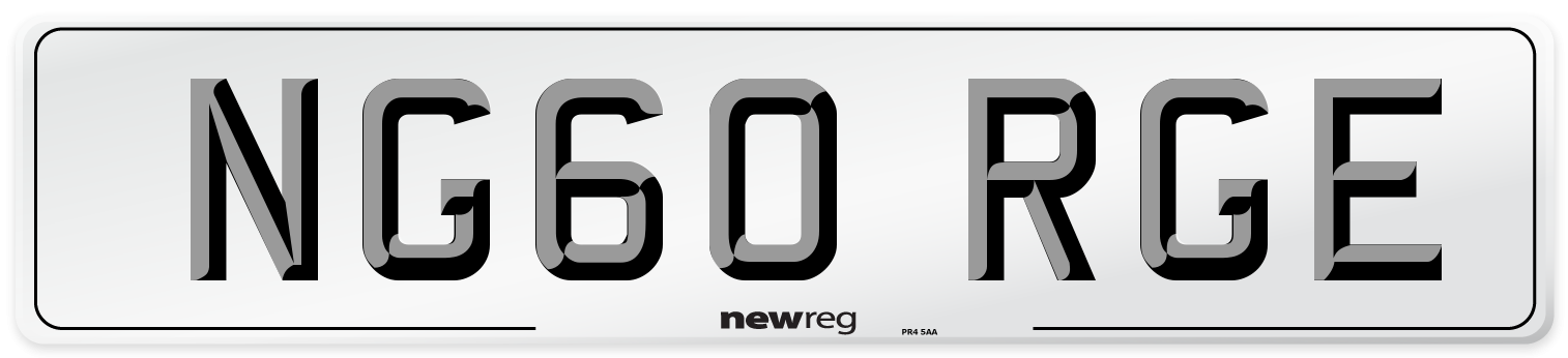 NG60 RGE Number Plate from New Reg